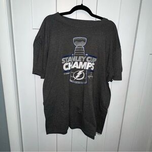 Fanatics Gray Lightning Stanley Cup Champions Tee
